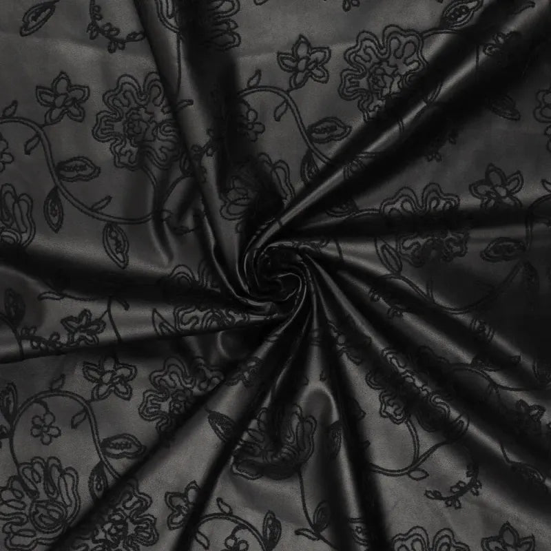 Washed embroidery vegan leather