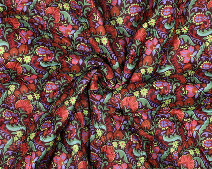 Cotton voile digital flowers