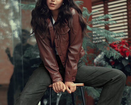 Faux leather shiny stretch