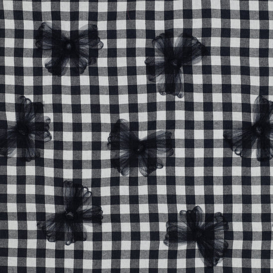 Coton Yarn dyed checks tule flowers