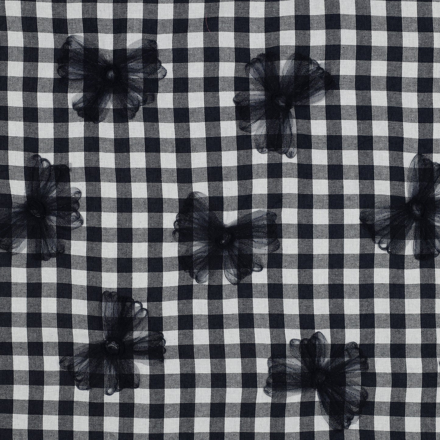 Coton Yarn dyed checks tule flowers