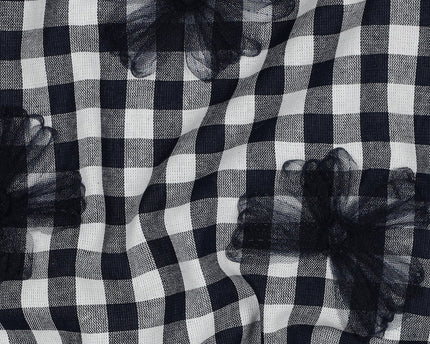 Coton Yarn dyed checks tule flowers (Coupon 0,95m)