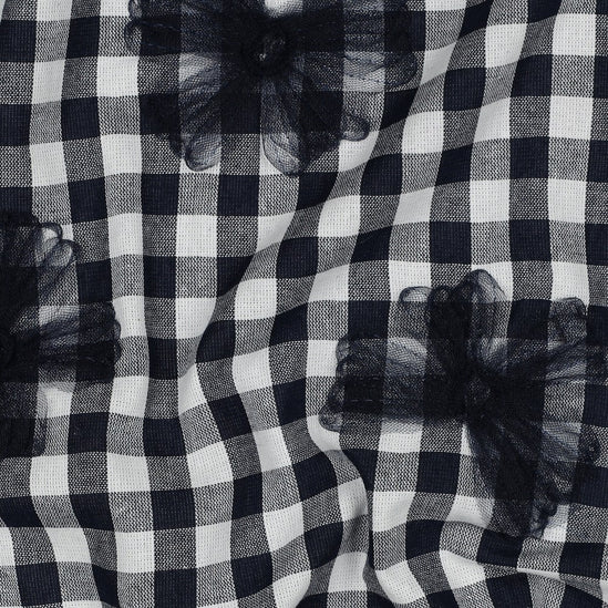 Coton Yarn dyed checks tule flowers