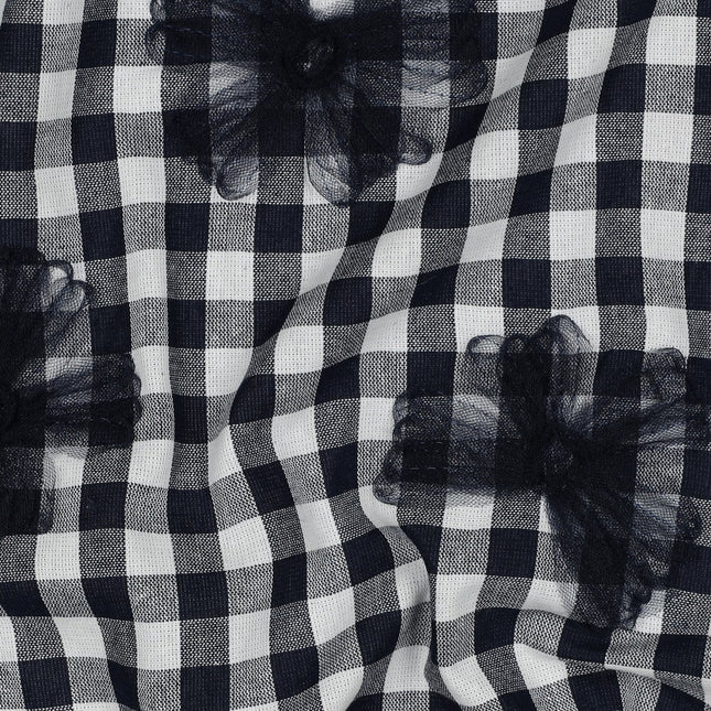 Coton Yarn dyed checks tule flowers