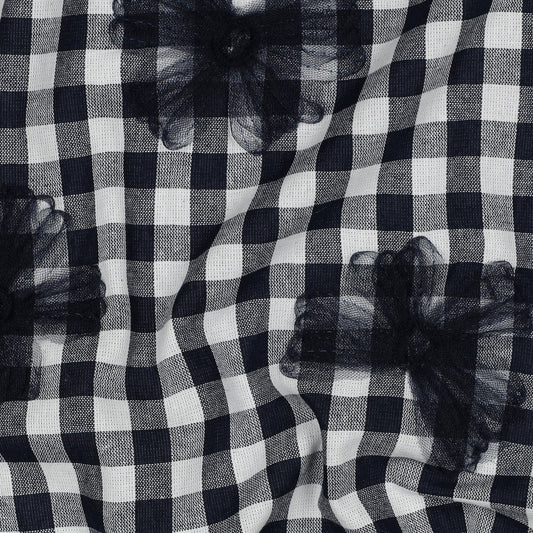 Coton Yarn dyed checks tule flowers