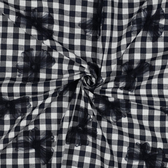 Coton Yarn dyed checks tule flowers