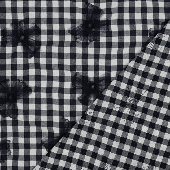 Coton Yarn dyed checks tule flowers