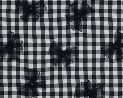 Coton Yarn dyed checks tule flowers (Coupon 0,95m)