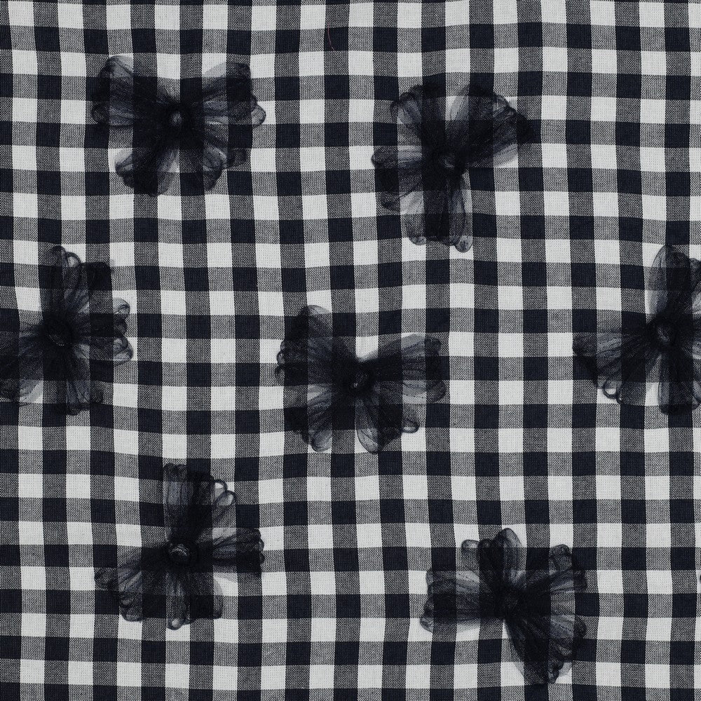 Coton Yarn dyed checks tule flowers