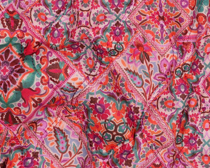 Cotton voile stepped digital patchwork