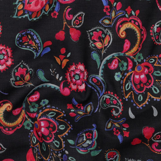 Cotton voile digital flowers