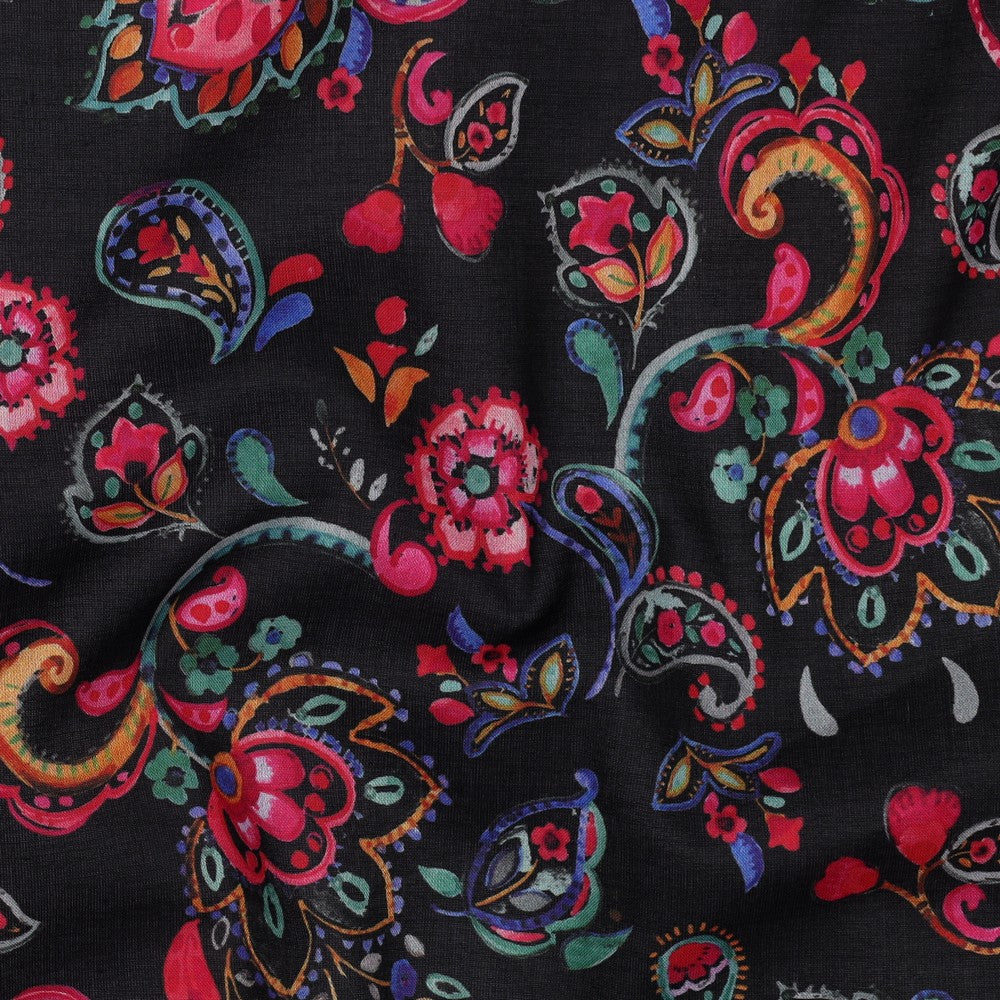 Cotton voile digital flowers