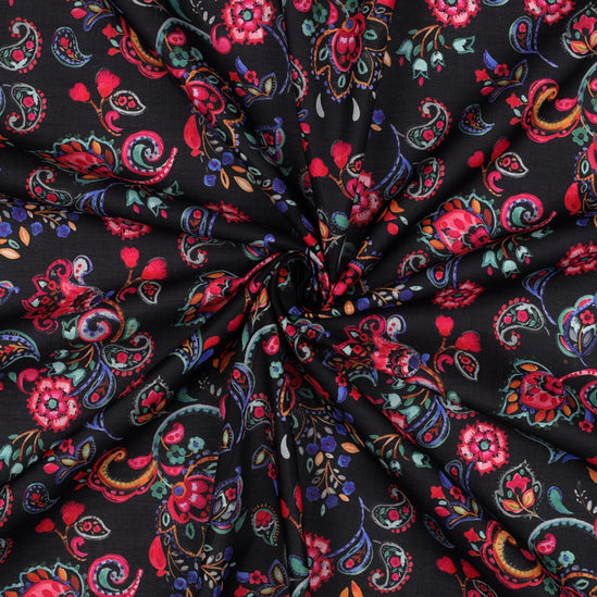 Cotton voile digital flowers