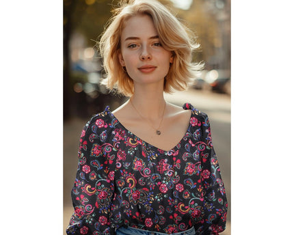 Cotton voile digital flowers