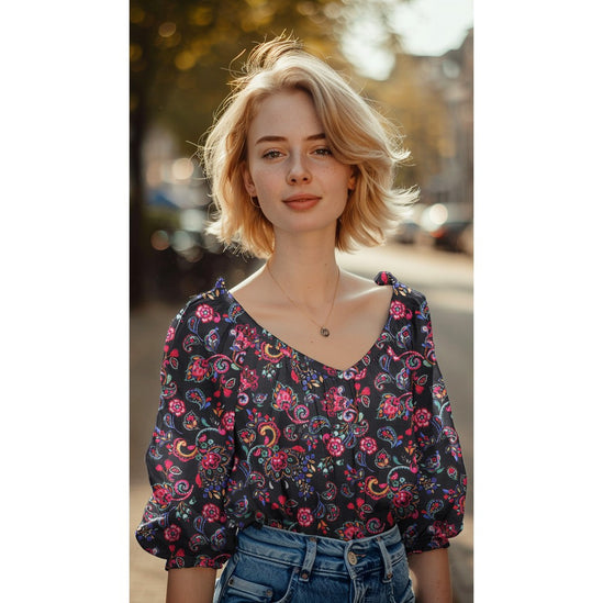 Cotton voile digital flowers