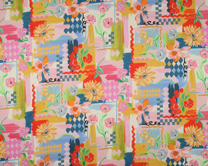 Cotton satin digital patchwork