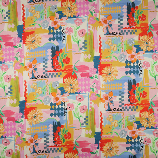 Cotton satin digital patchwork