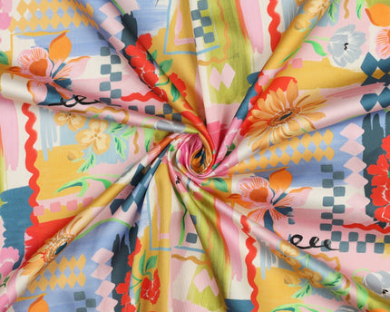 Cotton satin digital patchwork