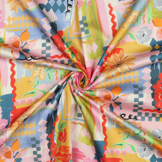 Cotton satin digital patchwork