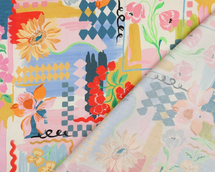 Cotton satin digital patchwork