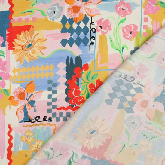 Cotton satin digital patchwork