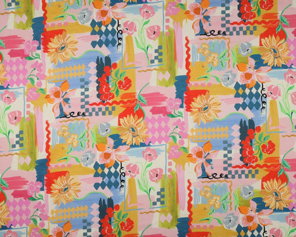 Cotton satin digital patchwork