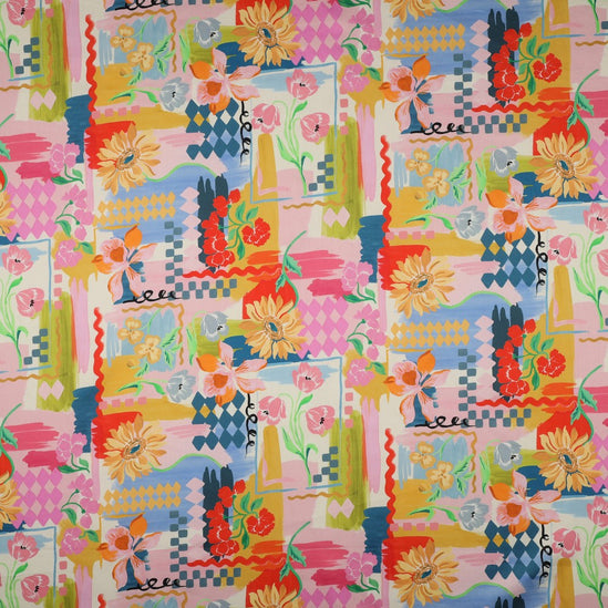 Cotton satin digital patchwork
