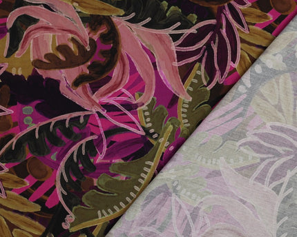 Cotton viscose digital leaves