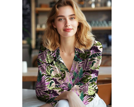 Cotton viscose digital leaves