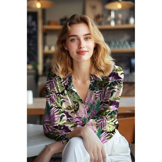 Cotton viscose digital leaves