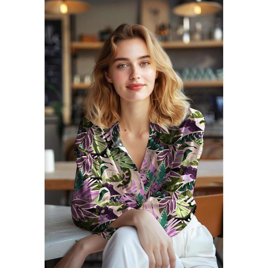 Cotton viscose digital leaves