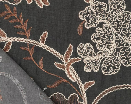 Leaves embroidery denim