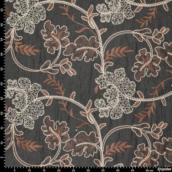 Leaves embroidery denim