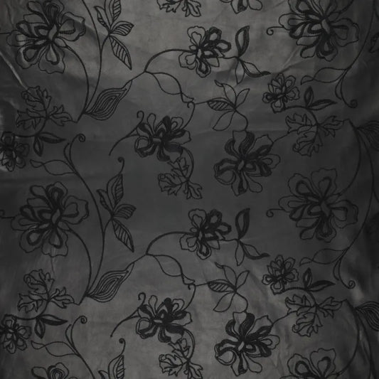 Washed embroidery vegan leather