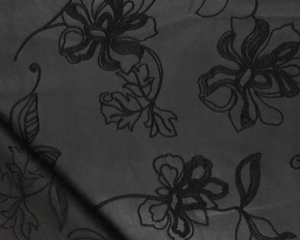 Washed embroidery vegan leather