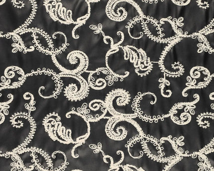 Paisley embroidery vegan leather