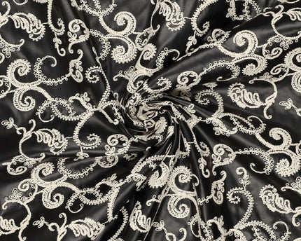 Paisley embroidery vegan leather