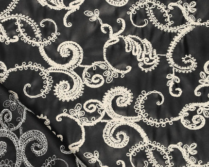 Paisley embroidery vegan leather