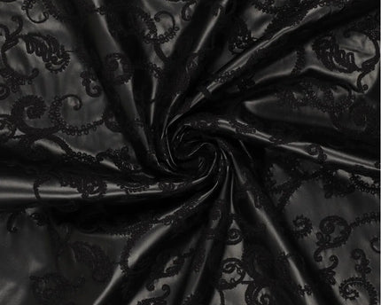 Paisley embroidery vegan leather