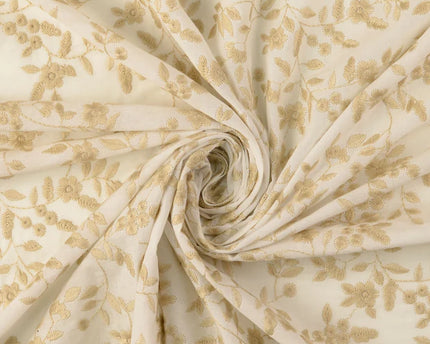 Cotton poplin fabric embroidered