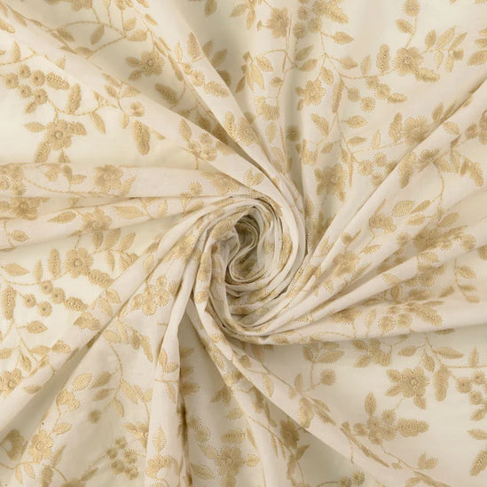 Cotton poplin fabric embroidered