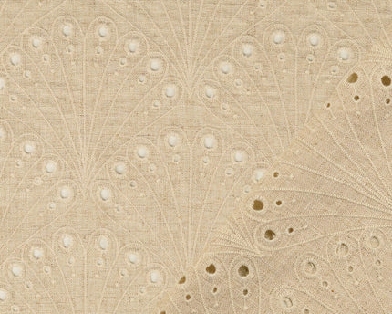 Linen fabric embroidered flowers