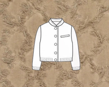 Pre order: Naaipakket Jutta Bomberjack Ruffles (Vintage fringe diamonds lichtbruin)