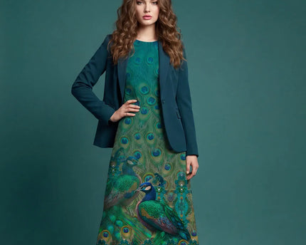 Peacock Glam Dress Panel