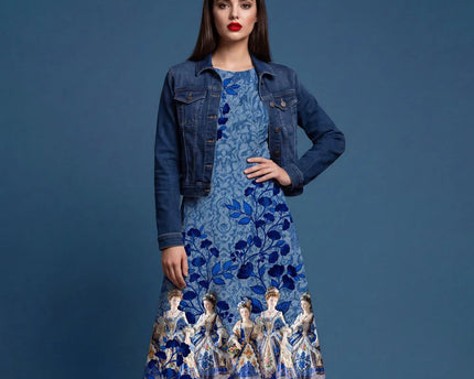 Delft Blue Elegance Dress panel