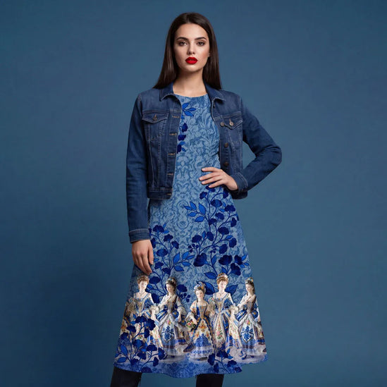 Delft Blue Elegance Dress panel