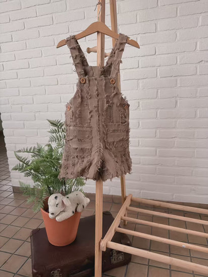Naaipakket Salopette / Tuinbroekje (Vintage Fringe Stripes grijs)