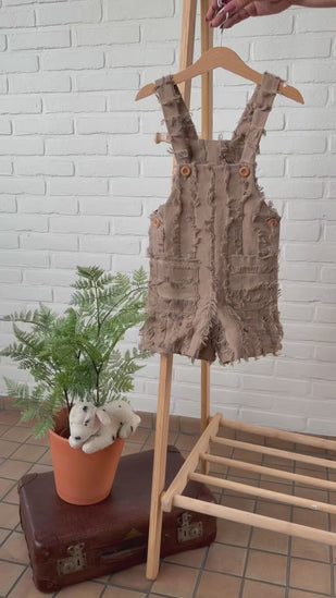 Naaipakket Salopette / Tuinbroekje (Vintage Fringe Stripes grijs)